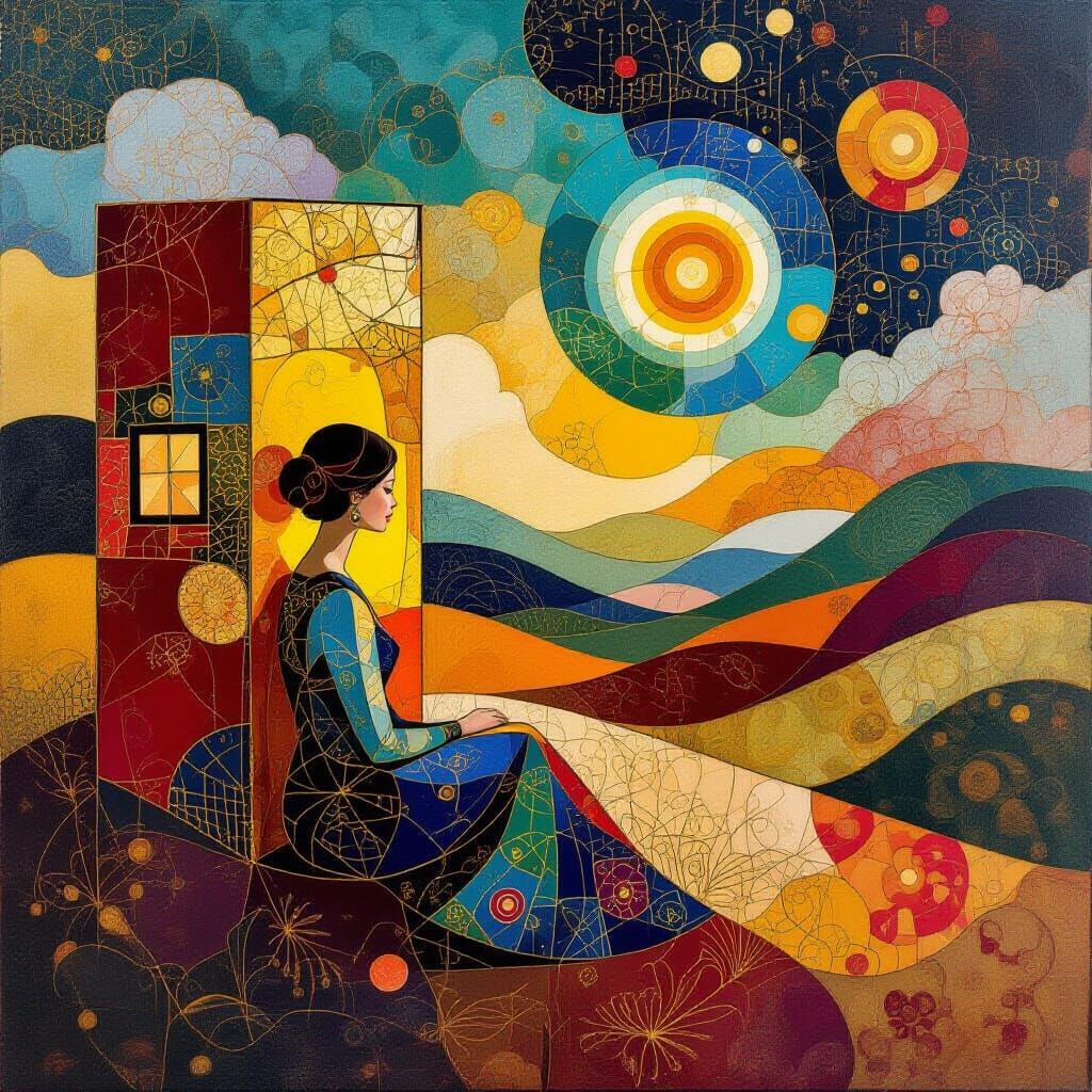 Surreal Kintsugi House in Dreamlike Landscape