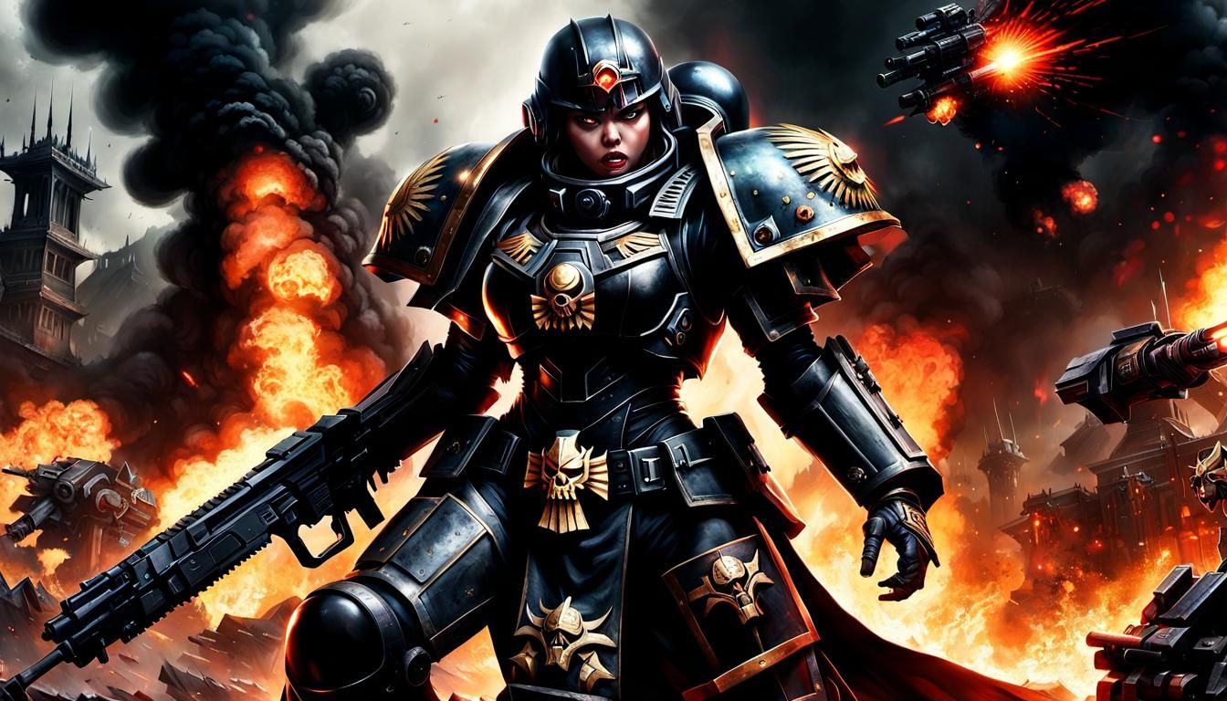 Warhammer 40k Asian General in Intense Firefight