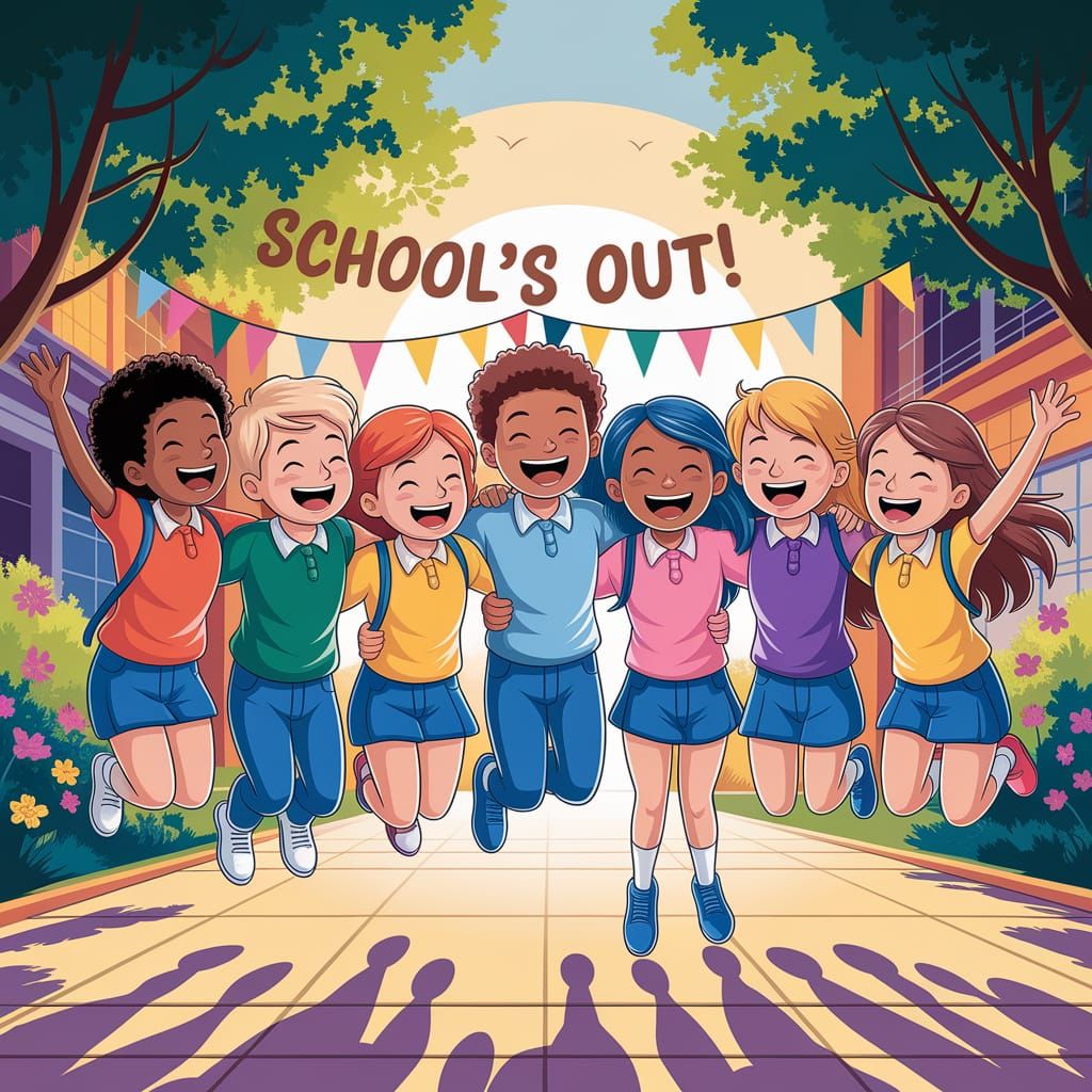 Joyful Students Celebrate End of School Year