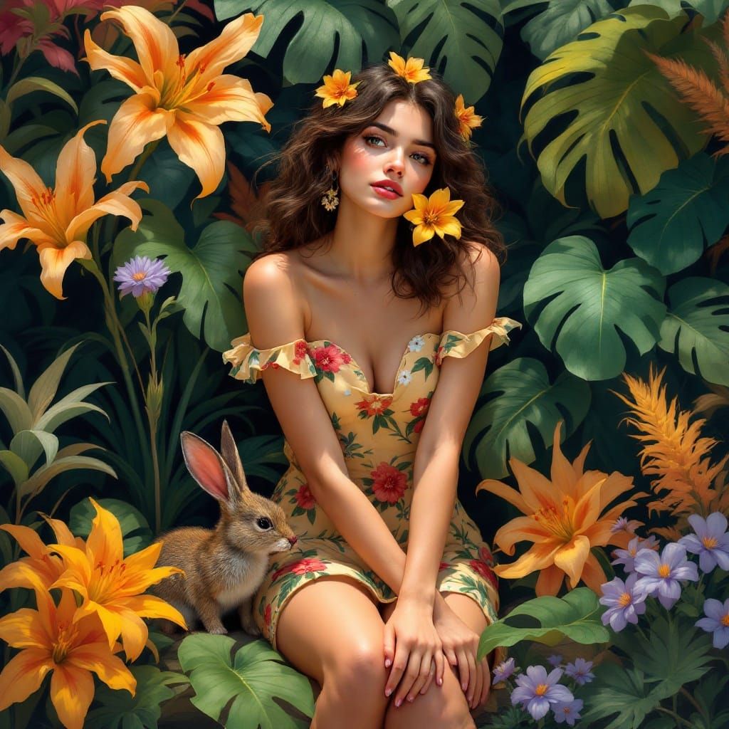 Young Woman in Harmony with Nature