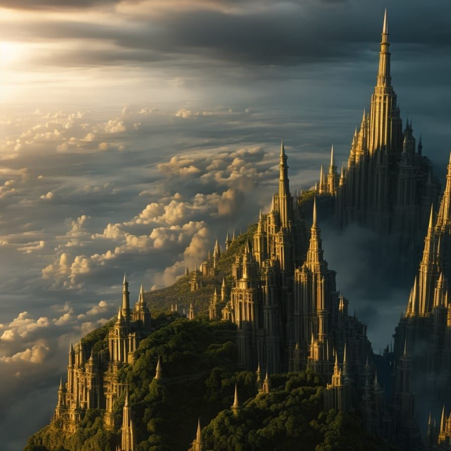 Majestic City in the Clouds: Digital Matte Painting