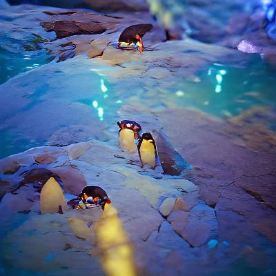 Cute Penguins in Kodak Ektar Style
