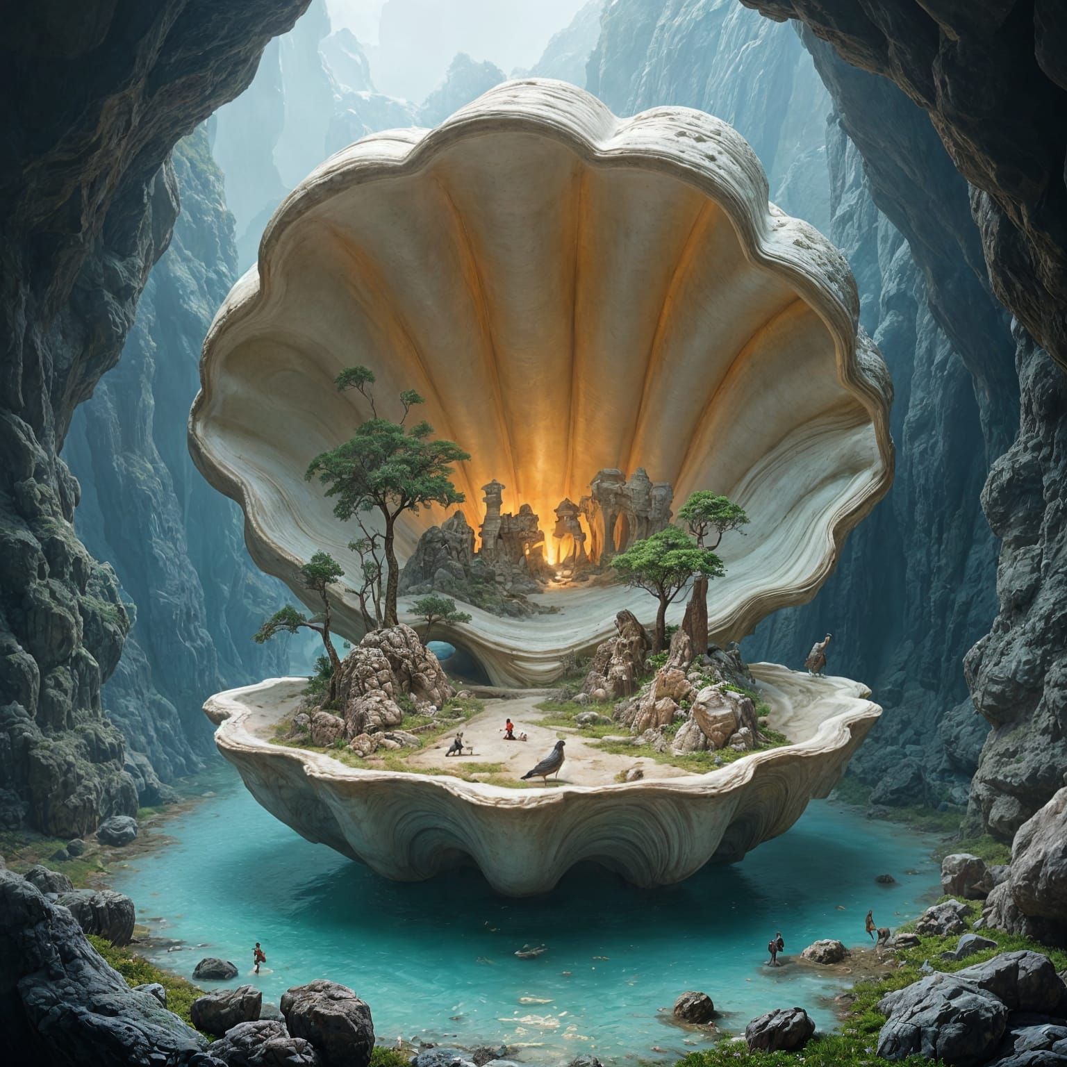 Surreal Shellscape: A Fantastical Cave Environment