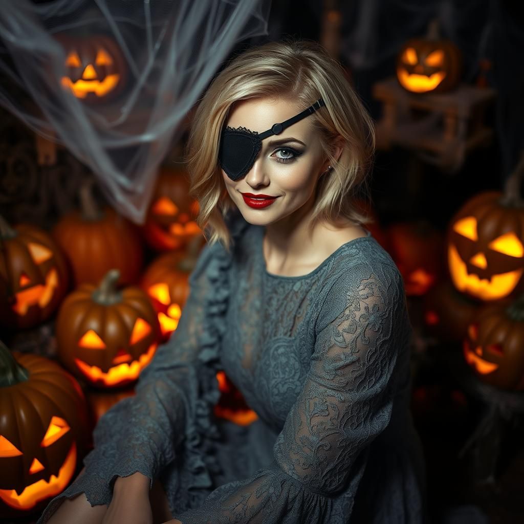Halloween Beauty: Woman with Eyepatch in Fine Art Photograph...