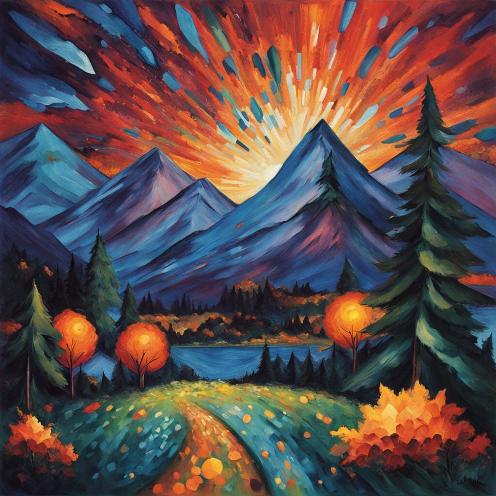 A Cosmic Comet in Cubist Style, with Geometric Shards of Lig...