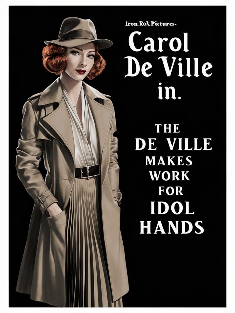 Glamorous Film Noir Woman in Beige and Black