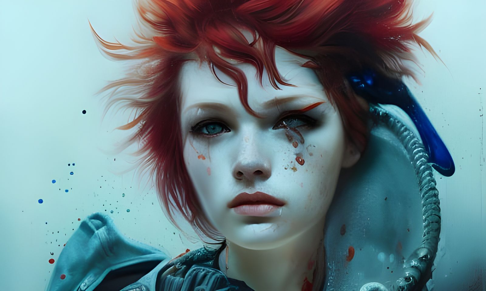 Detailed Painting of a Cute Redhead Punk Girl