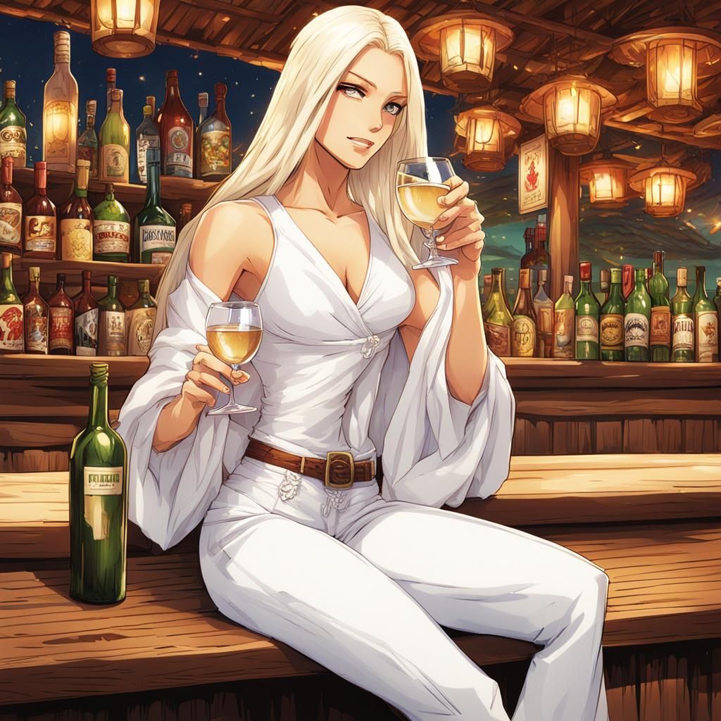 Emma Frost at a Tiki Bar, Anime Style