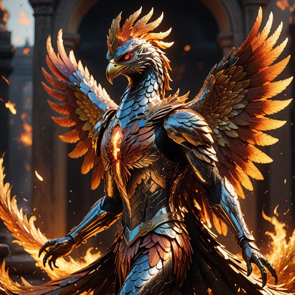 Cyberpunk Chrome Phoenix Statue Rises from Ashes