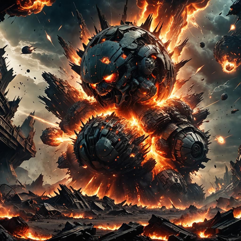 Massive Planet Explosion in Space with Lightning