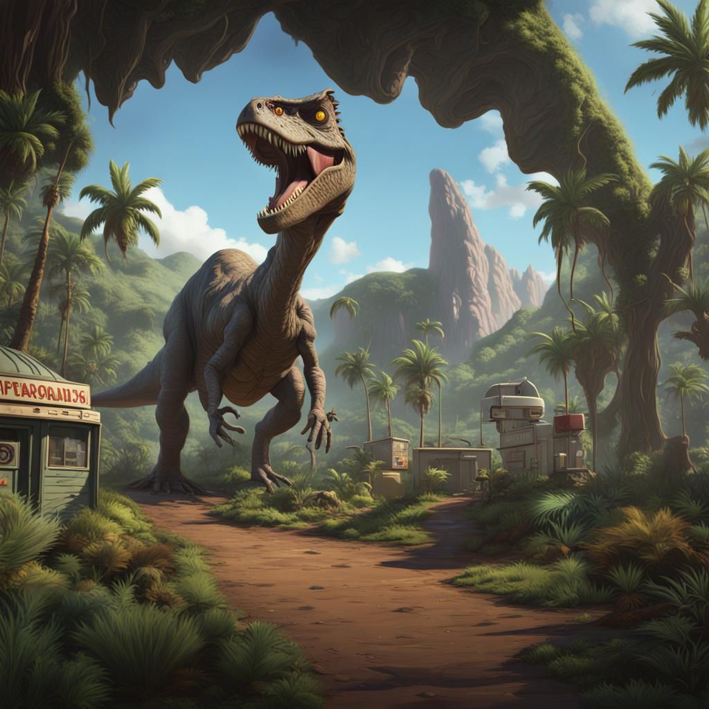 Jurassic Park in Rick and Morty Style