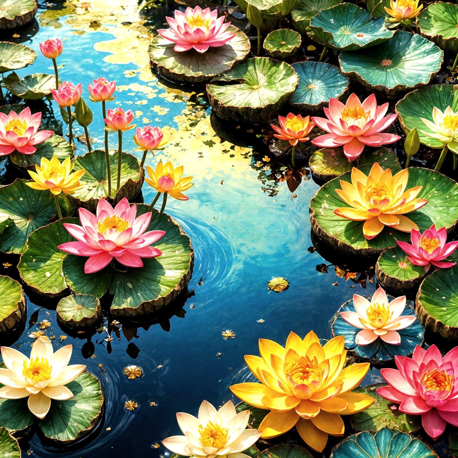 Neon Lotus Kintsugi Mosaic in Pop-Surrealism Style