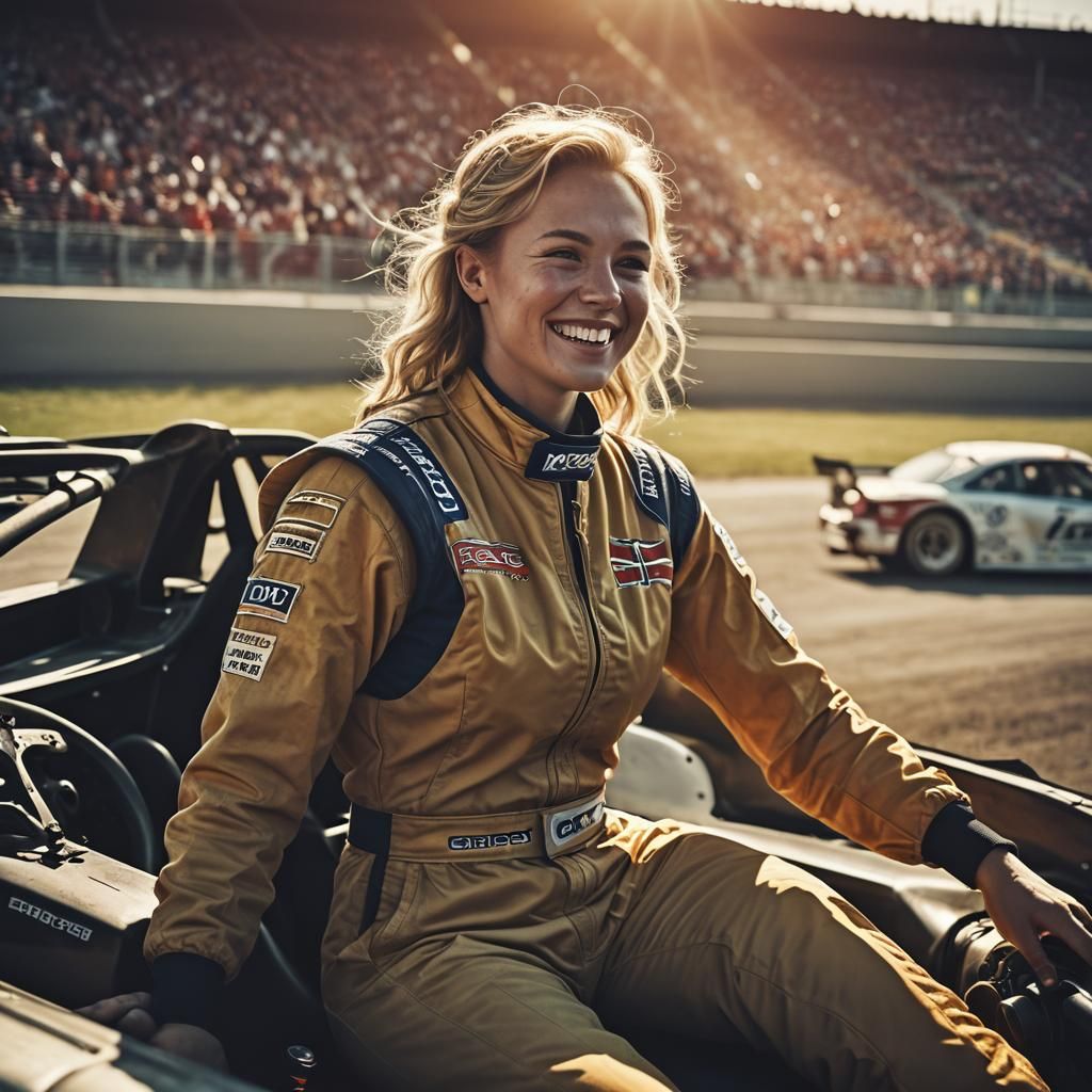 Norwegian Racer in Stock Car, Cinematic Photo