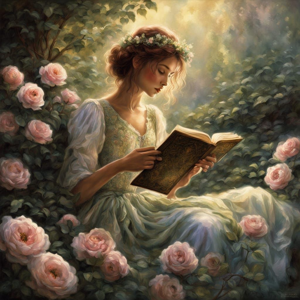 Ethereal Fantasy: A Whimsical Lady Amidst Roses