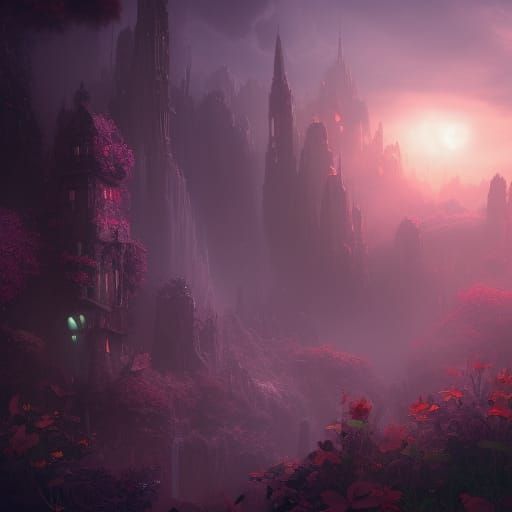 Glowing Flower in Darkness: Fantasy Concept Art