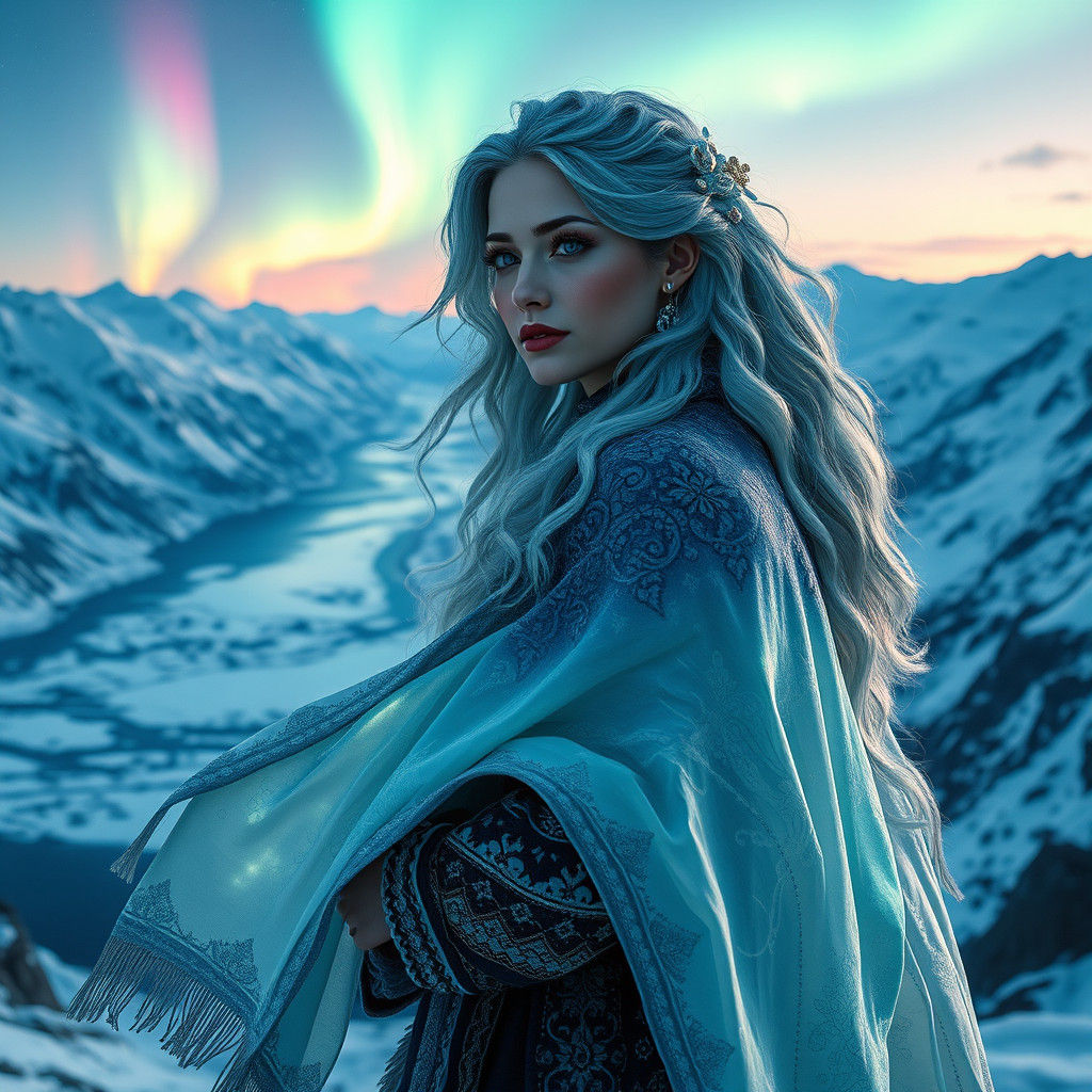 Arctic Aurora Woman: Fantasy Concept Art