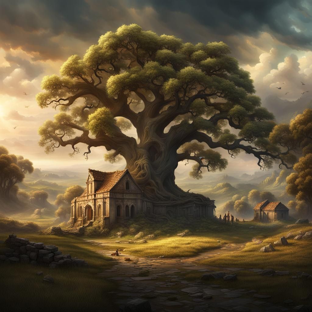 Halfling Village with Roman Architecture on Plain