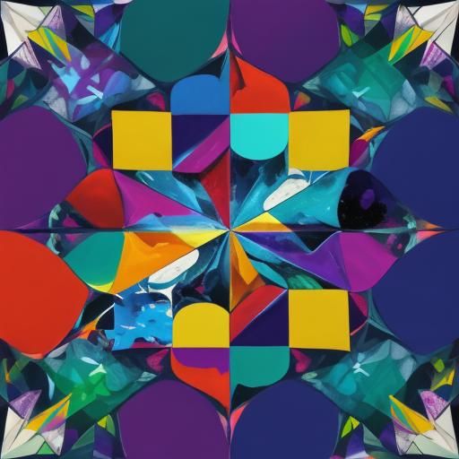 Abstract Surrealist Explosion of Geometric Shapes