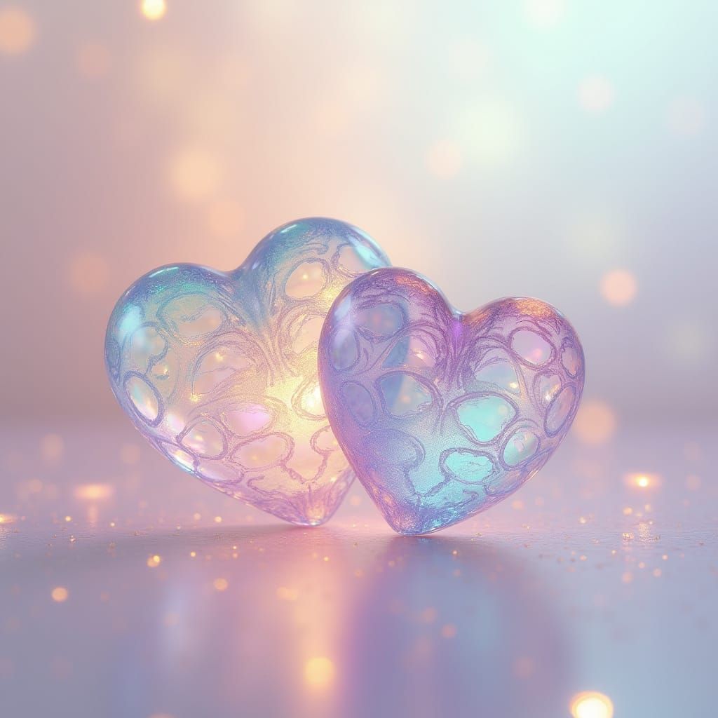 Ethereal Glass Hearts in Pastel Hues and Rich Jewel Tones