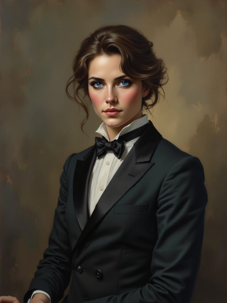 Elegant Portrait in Classical Oil Painting Style