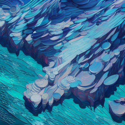 Vibrant Oceanic Landscape in Cel-Shaded Digital Art