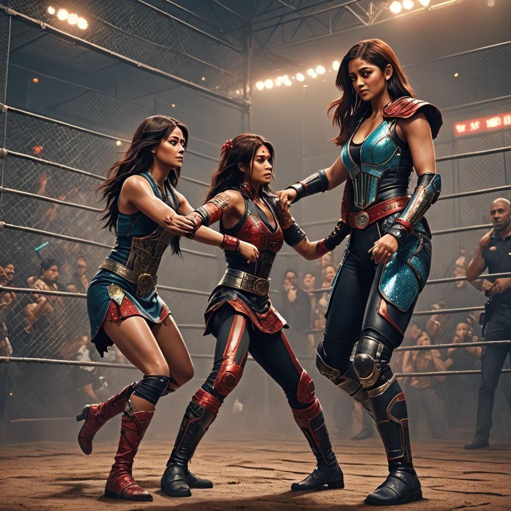 Wrestling Match in Hell in a Cell: Digital Art