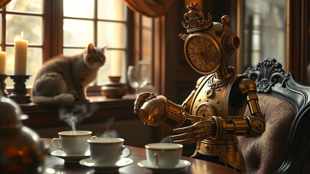 Clockwork Automaton Serves Tea in Steampunk Style