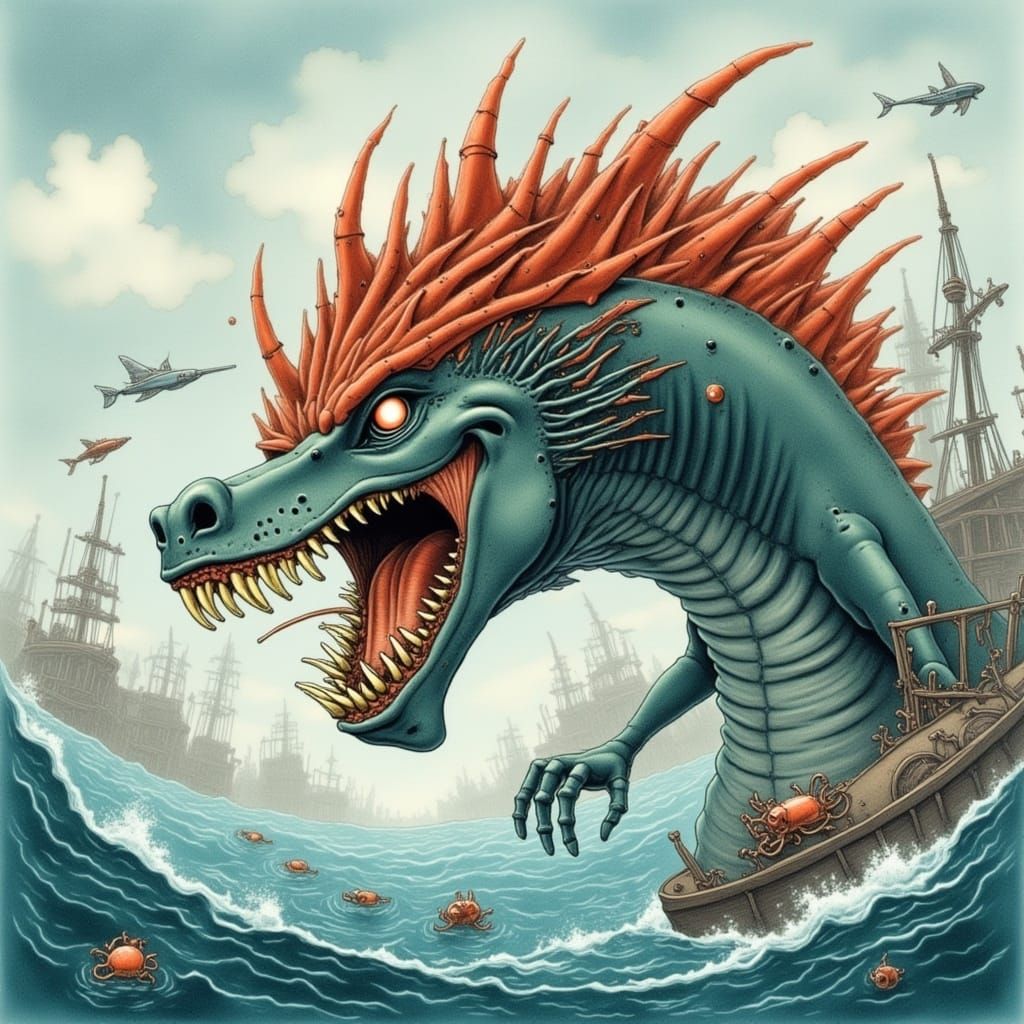 Sea Monster Grin: A Watercolor Portrait