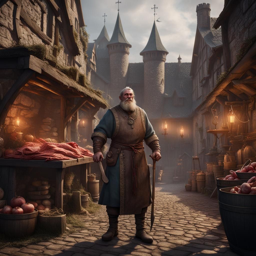 Ed Speeler as Medieval Butcher: Detailed Matte Painting