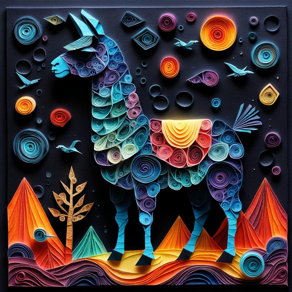 Mysterious Llama in Dystopian Fantasy: Impasto Painting