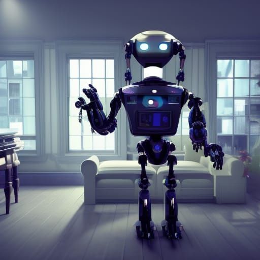 Robot Butler in Big House: 3D Game Cinematic