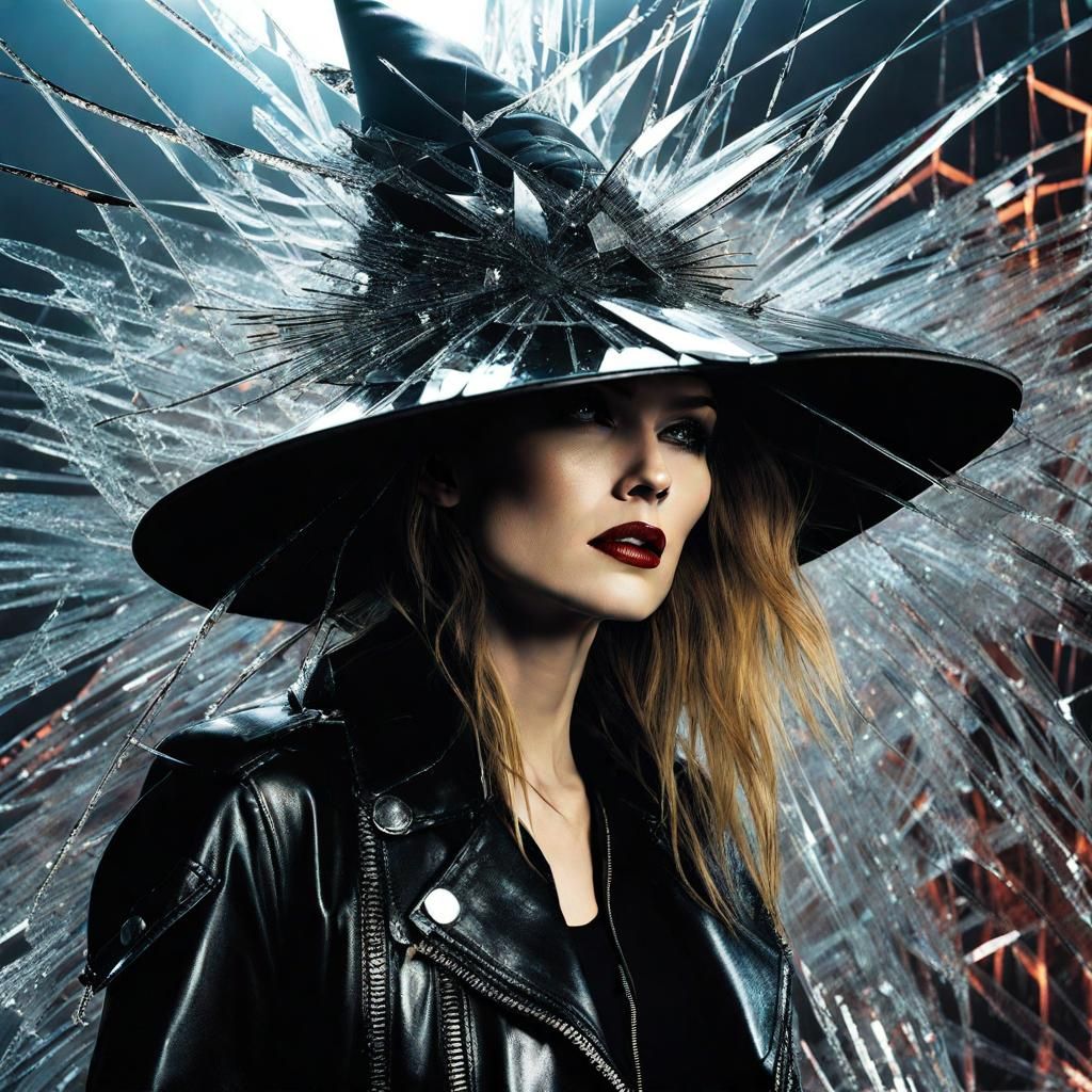 Post-Punk Witch in Shattered Glass Frame