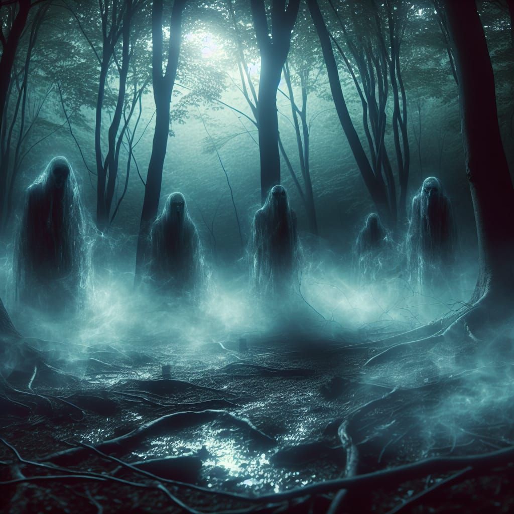Ethereal Spectres Haunt Forest Graveyard