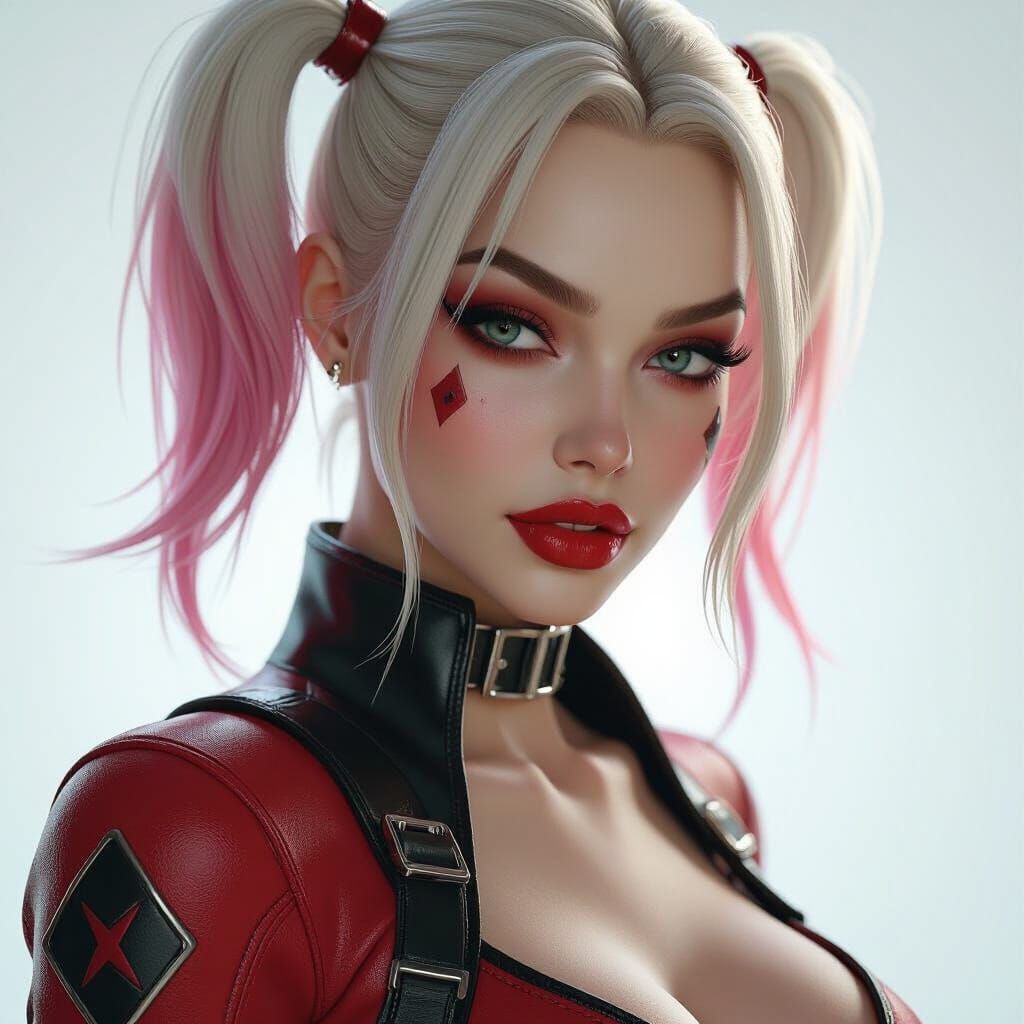 Harley Quinn Ultra Realistic Model in Futuristic Outfit