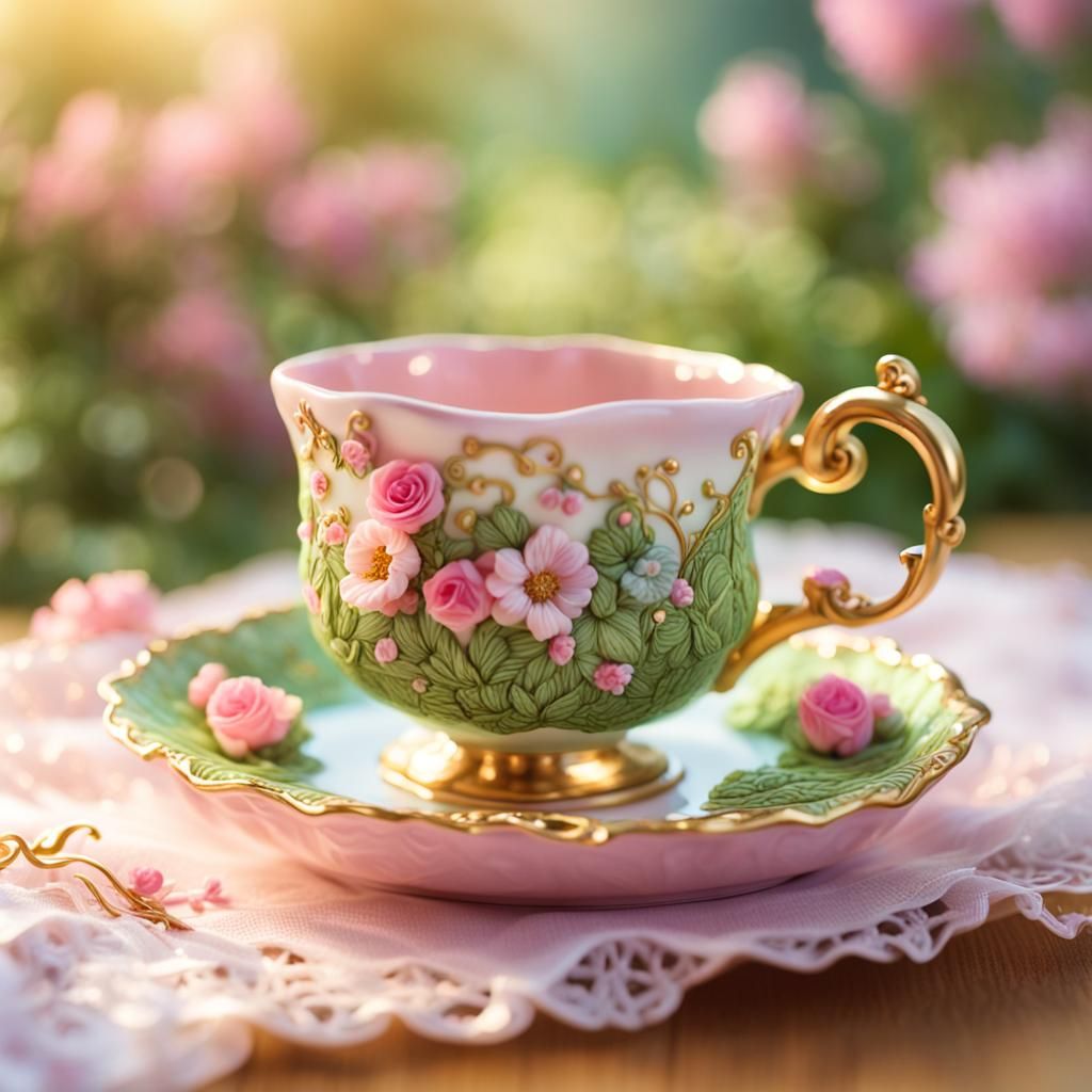 Fairytale Teacup Still Life in Polymer Clay