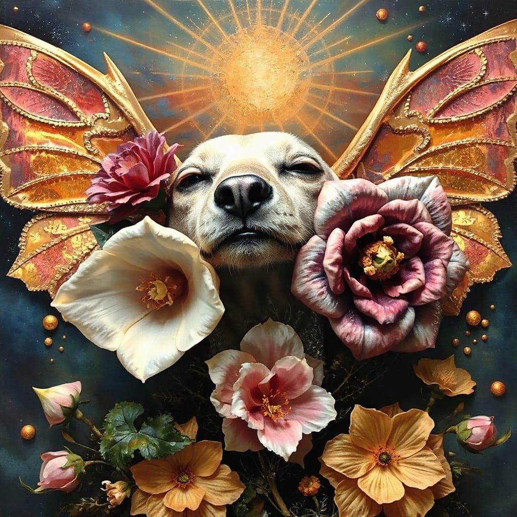 Surrealist Flora and Fauna with Gold Leaf Accents