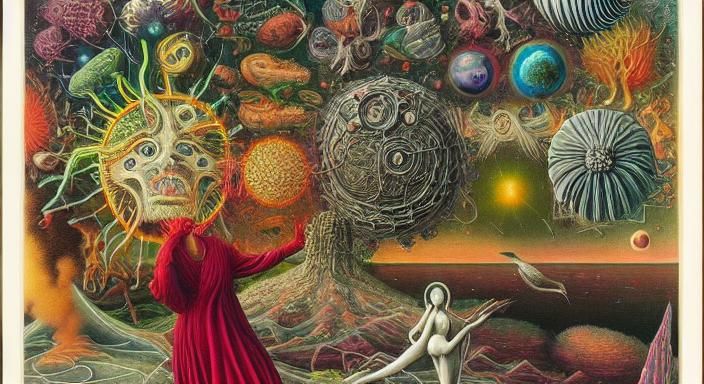 Ethereal Figure Walking in Space as Surrealist Art