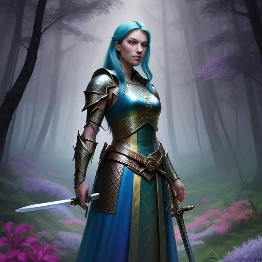 Ethereal Warrior Princess in Iridescent Armor