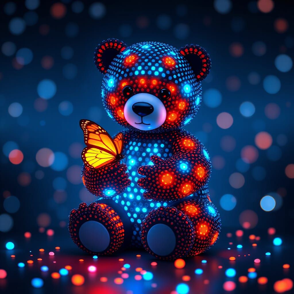 Glowing Bear Amidst Starry Night Sky
