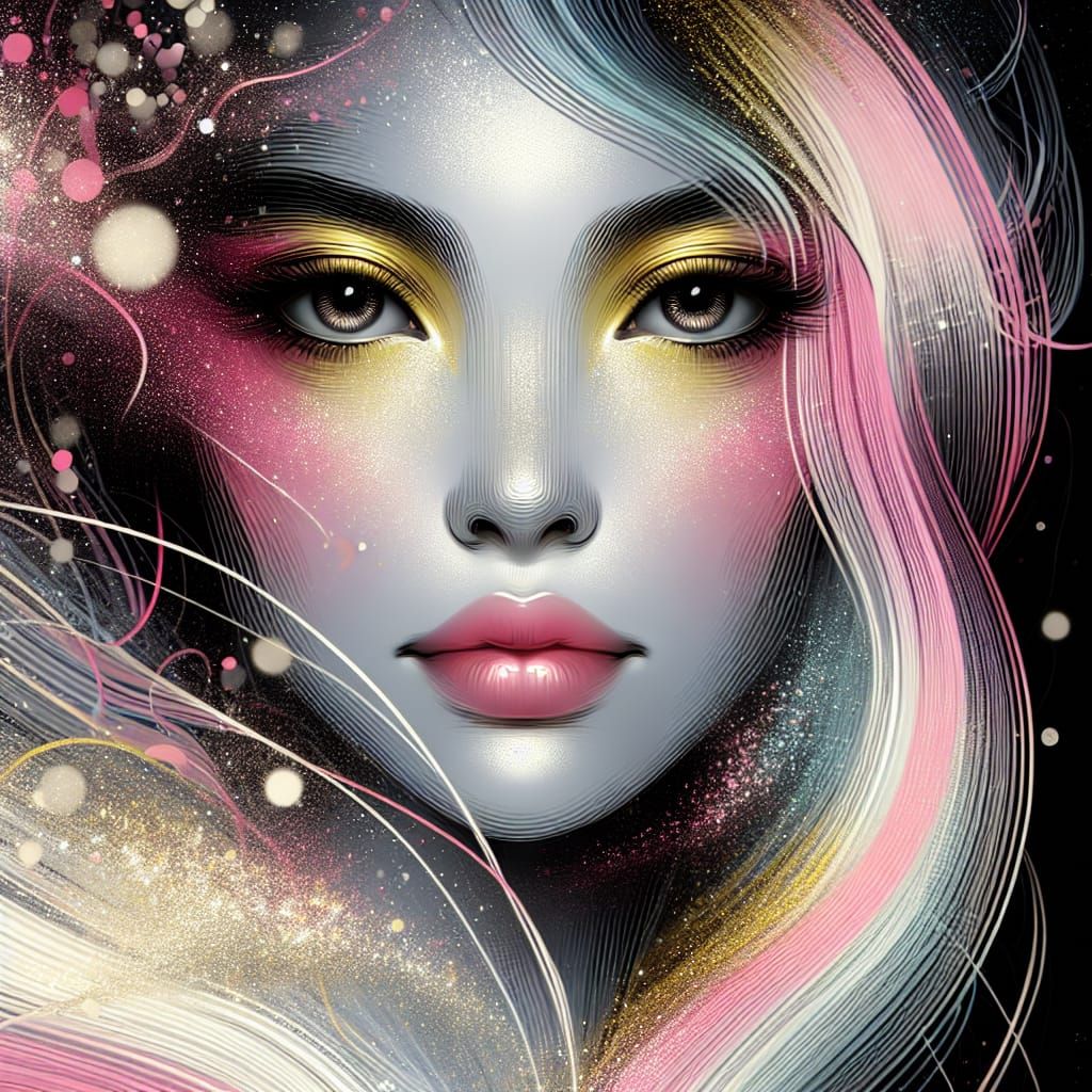 A digital illustration of a stylized portrait of a young wom...