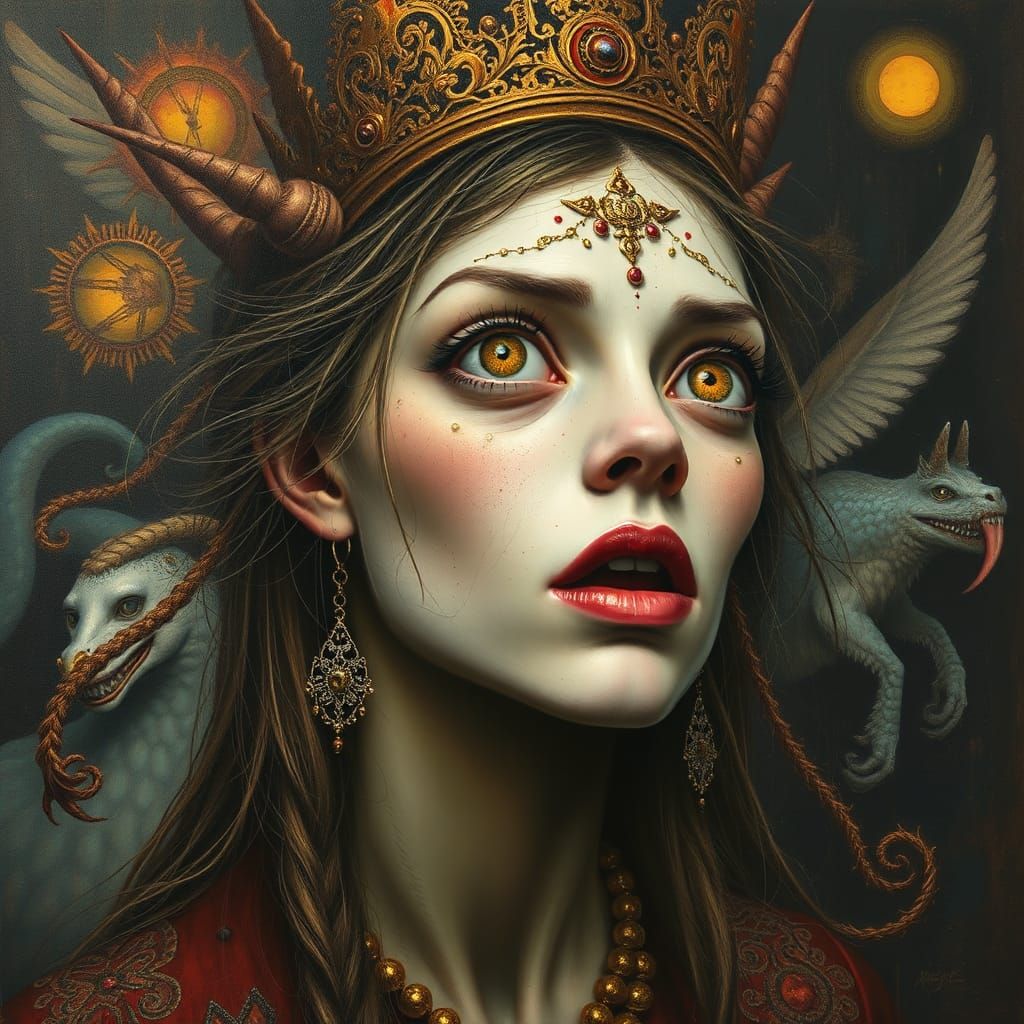 Demon with Surprised Expression in Cartoon Surrealism Style