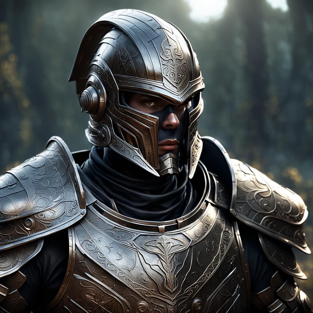 Armored Figure in Battlefield: Dark Fantasy Concept Art