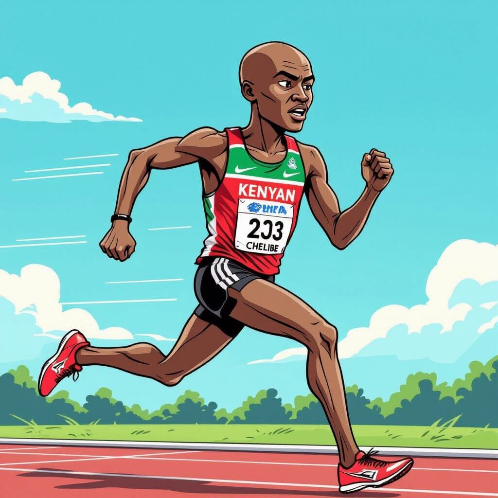 Kenyan Runner in 90s Cartoon Style