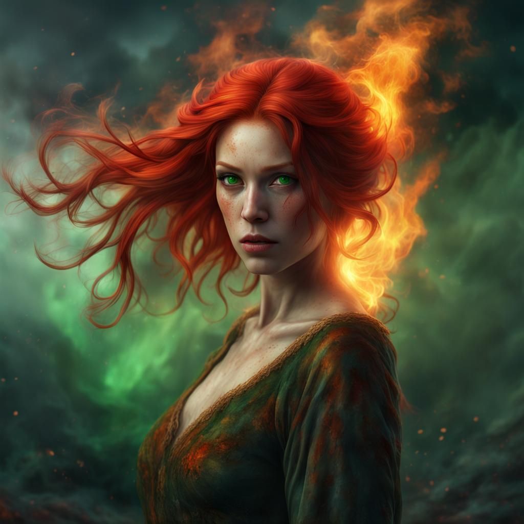 Fiery Redhead Portrait in Fantasy Concept Art