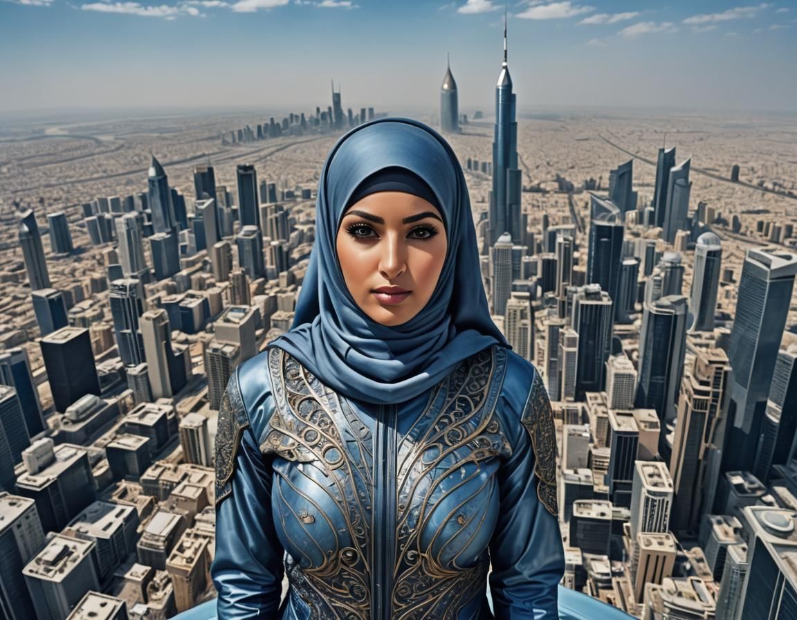 Science Fiction Portrait: Hijabi Heroine in Watercolor