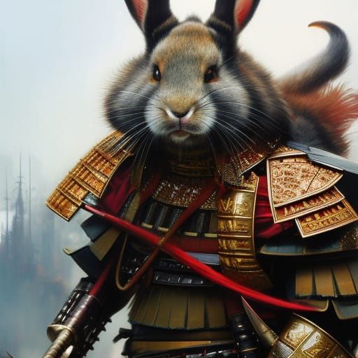 Samurai Rabbit in Intricate Armor Concept Art