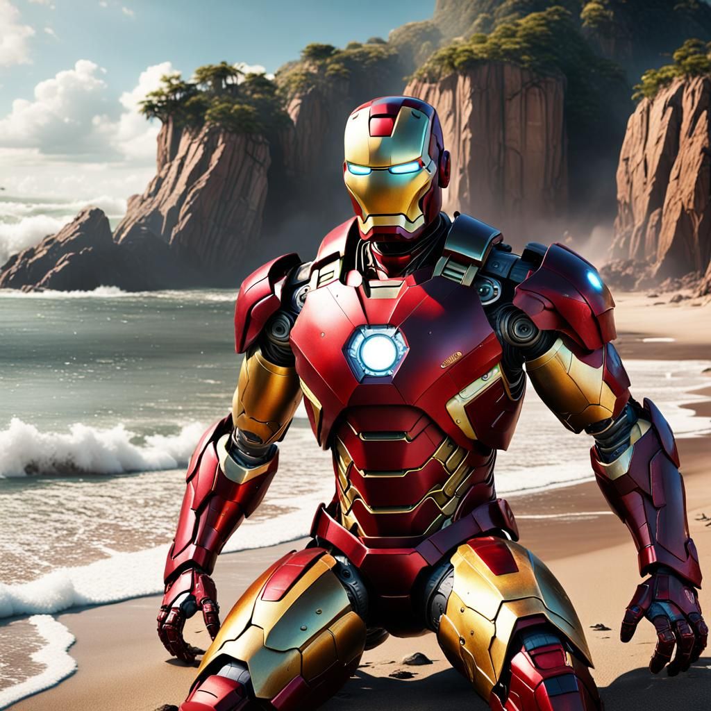 Iron Man's Beach Getaway: Detailed Matte Painting
