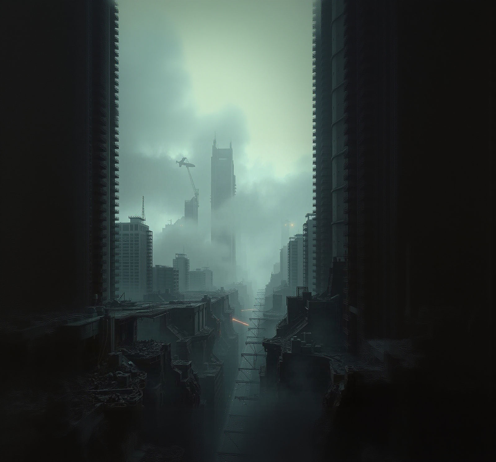 Apocalyptic Cityscape with Canyon of Blackness