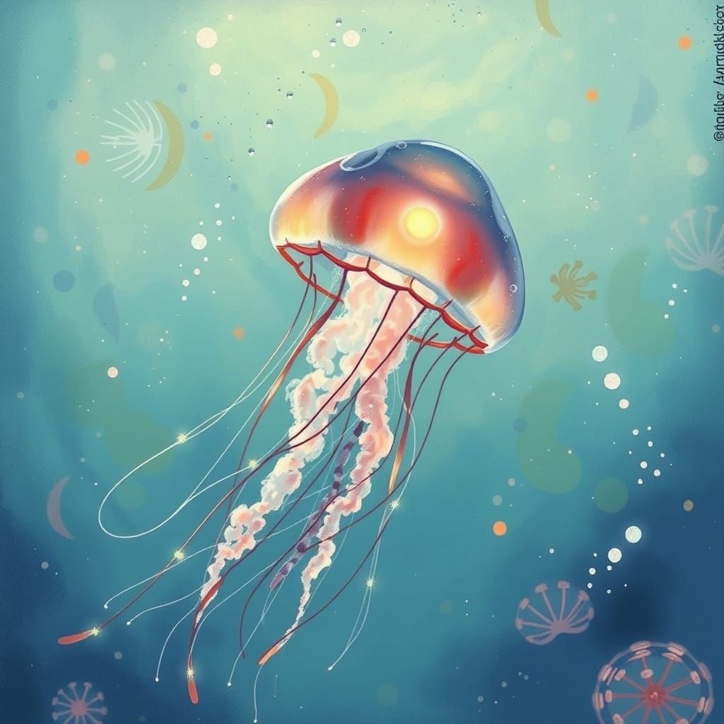 Glowing Jellyfish in Whimsical Ghibli Style