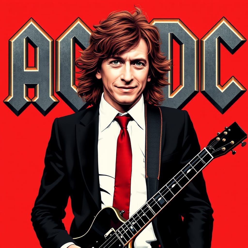 Angus Young Rocks in Bold Pop Art Style